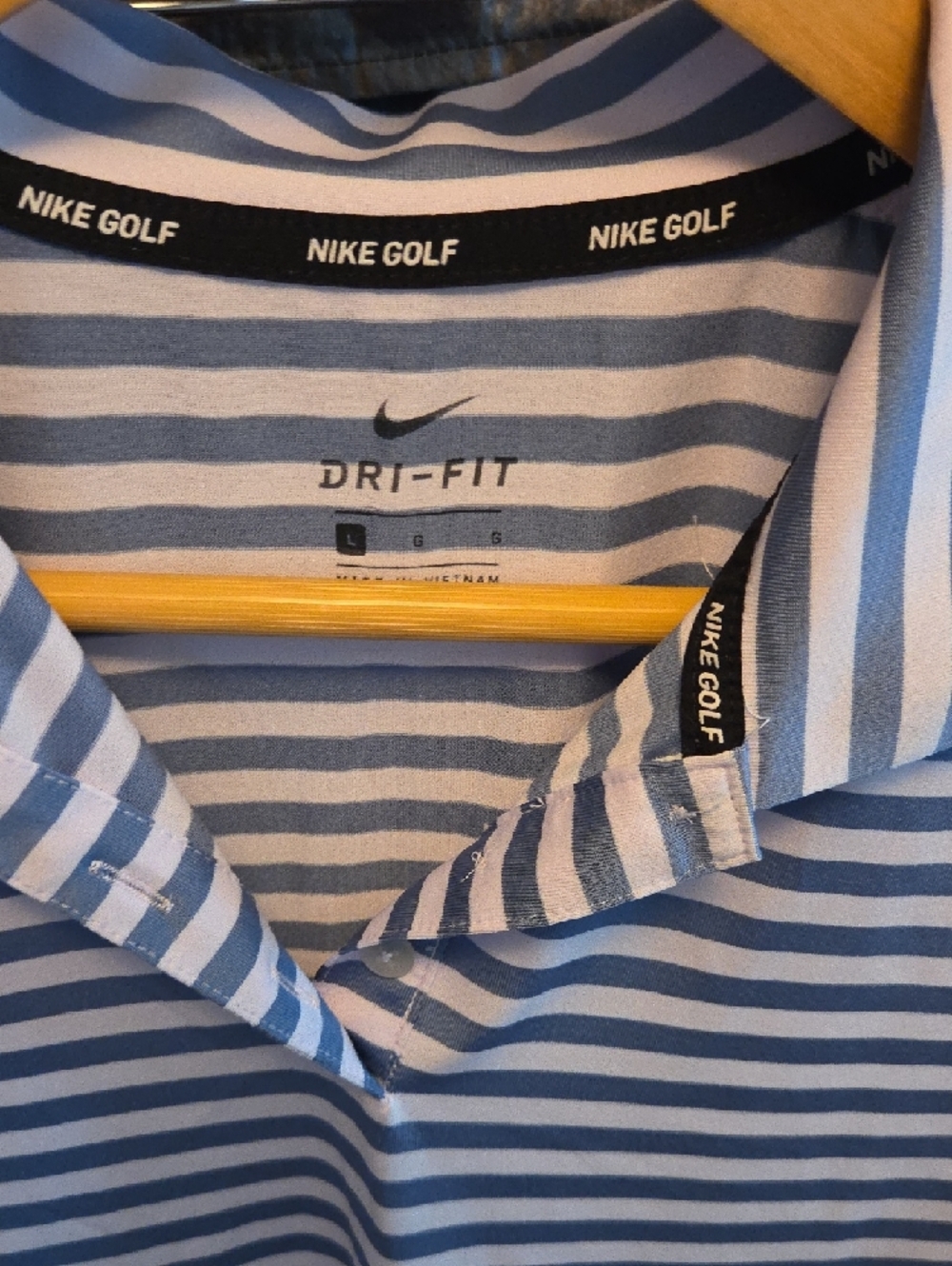 Nike Sleeveless Stripe Golf Polo - Light Blue & White - Picture 2 of 3